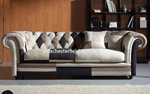 sofá chesterfield em patchwork